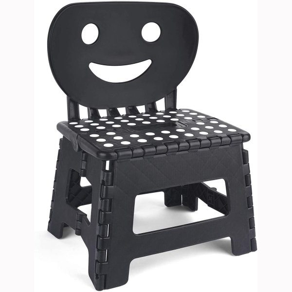 Folding Step Stool with Smile Back Support for Kids