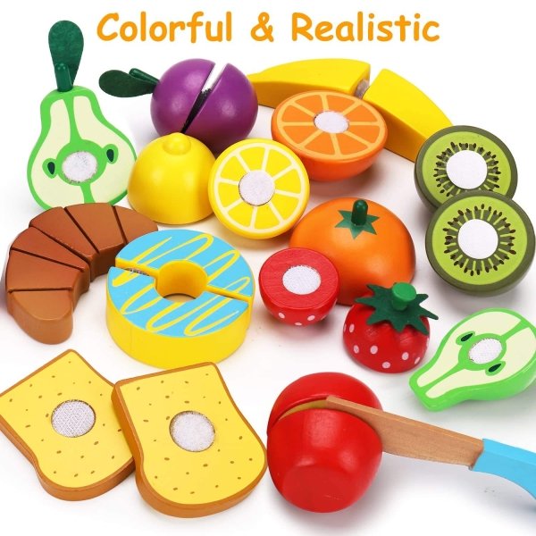 Wooden Play Food Kids Kitchen Cutting Fruits Toys