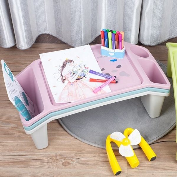 H6c38a10031f84bbc9dd7b8050815b0168.jpg Mini Portable Folding Laptop Desk Plastic Lap Desk random graphic