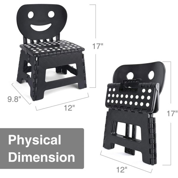 Folding Step Stool with Smile Back Support for Kids
